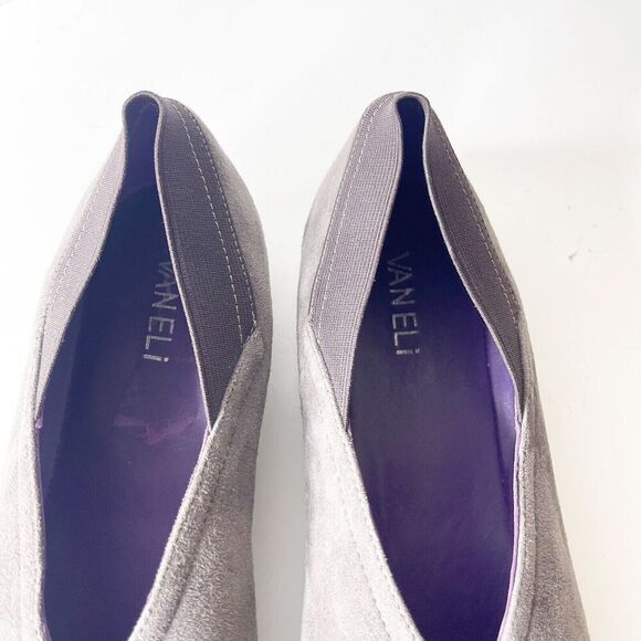 Van Eli 10N Gray Suede Flats Narrow Stretch Cushioned Slip On Shoes Leather - Picture 4 of 9